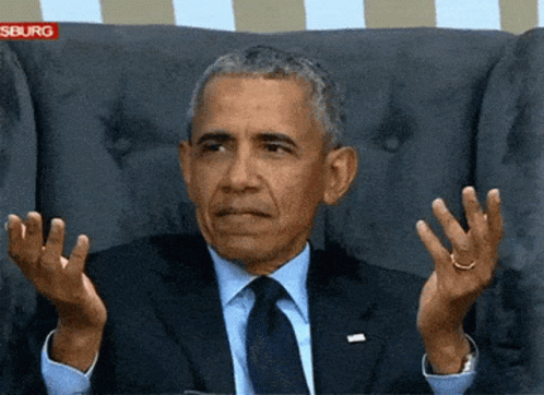 Former President Barack Obama appears puzzled, expressing disbelief or shock.
