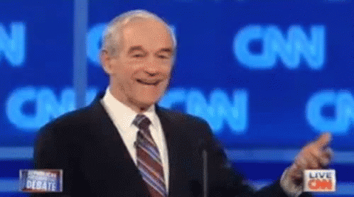Former Congressman Ron Paul excitedly exclaims 